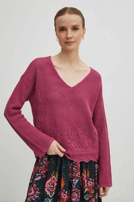 Medicine sweter damski kolor różowy ciepły