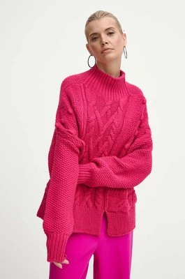 Medicine sweter damski kolor różowy z półgolfem
