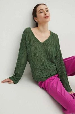 Medicine sweter damski kolor zielony ciepły