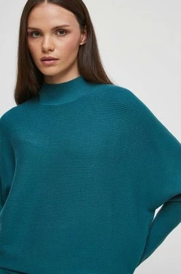 Medicine sweter damski kolor zielony lekki z półgolfem