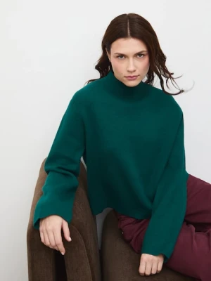 Medicine sweter damski kolor zielony lekki z półgolfem