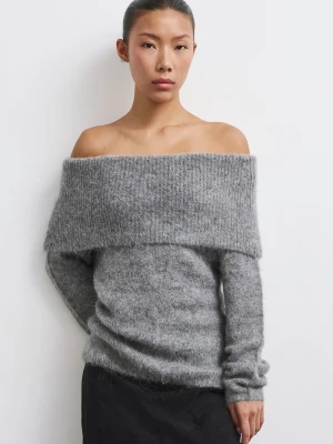 Medicine sweter damski z wełną szary
