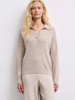 Medicine sweter damski z wełny merino beżowy
