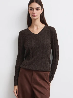 Medicine sweter damski z wełny merino brązowy