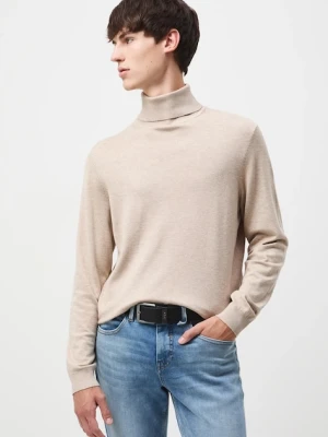 Medicine sweter męski kolor beżowy lekki z golferm