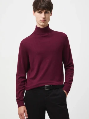 Medicine sweter męski kolor bordowy lekki z golferm