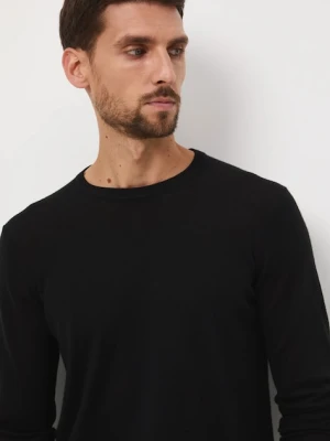 Medicine sweter wełniany męski kolor czarny lekki