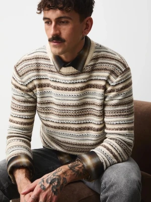 Medicine sweter z dodatkiem wełny męski kolor beżowy