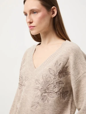 Medicine sweter z domieszką wełny damski kolor beżowy