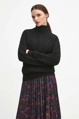 Medicine sweter z domieszką wełny damski kolor czarny z golfem