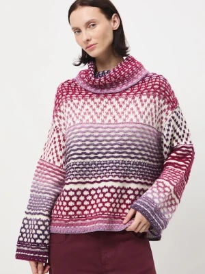 Medicine sweter z domieszką wełny damski kolor multicolor ciepły z golfem