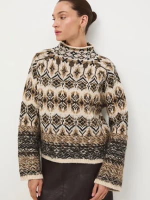Medicine sweter z domieszką wełny damski kolor multicolor ciepły z półgolfem