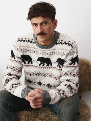 Medicine sweter z domieszką wełny męski kolor beżowy