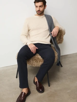 Medicine sweter z domieszką wełny męski kolor beżowy lekki