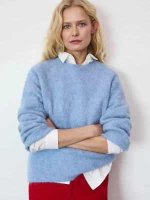 Medicine sweter z wełną alpaki kolor niebieski