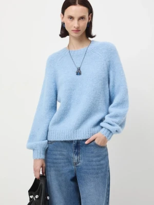 Medicine sweter z wełną alpaki damski kolor niebieski ciepły