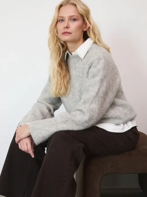 Medicine sweter z wełną alpaki damski kolor szary ciepły