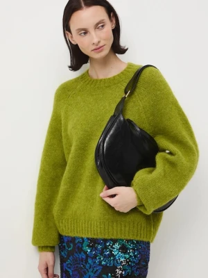 Medicine sweter z wełną alpaki damski kolor zielony ciepły