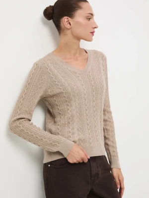 Medicine sweter z wełny merino damski kolor beżowy lekki