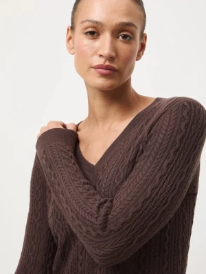 Medicine sweter z wełny merino damski kolor brązowy lekki