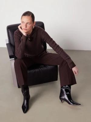 Medicine sweter z wełny merino damski kolor brązowy lekki