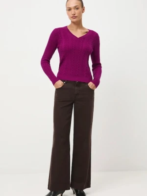 Medicine sweter z wełny merino damski kolor różowy lekki