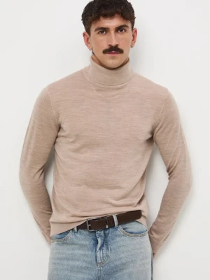 Medicine sweter z wełny merino kolor beżowy z golferm