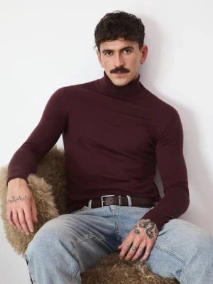 Medicine sweter z wełny merino męski kolor brązowy lekki z golferm