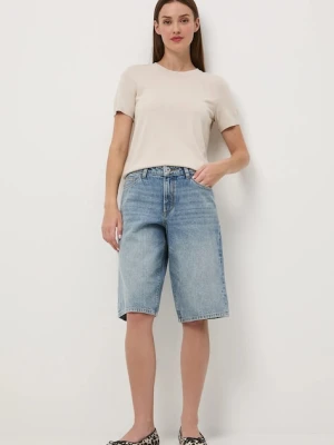 Medicine szorty bawełniane kolor niebieski gładkie high waist