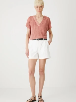 Medicine szorty damskie kolor biały gładkie medium waist