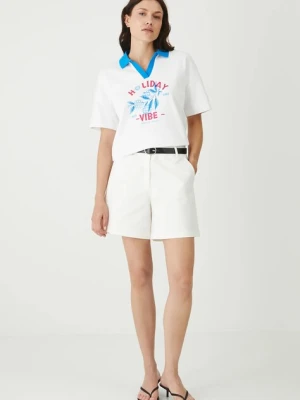Medicine szorty damskie kolor biały gładkie medium waist