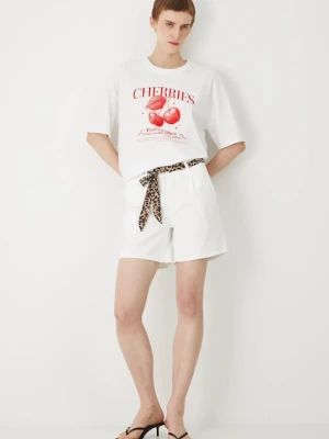 Medicine szorty damskie kolor biały gładkie medium waist