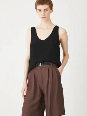 Medicine szorty damskie kolor brązowy gładkie high waist