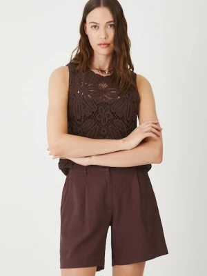 Medicine szorty damskie kolor brązowy high waist