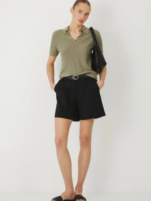 Medicine szorty damskie kolor czarny gładkie medium waist