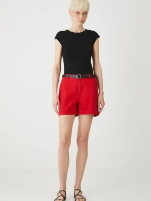 Medicine szorty damskie kolor czerwony gładkie medium waist