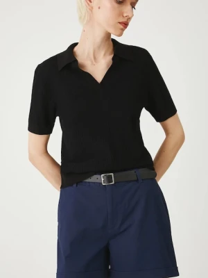 Medicine szorty damskie kolor granatowy gładkie medium waist