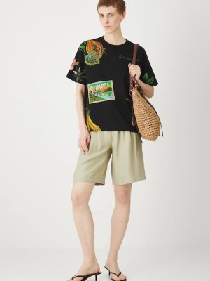 Medicine szorty damskie kolor zielony gładkie high waist