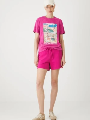 Medicine szorty dresowe kolor różowy gładkie medium waist