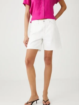 Medicine szorty jeansowe bawełniane kolor biały gładkie medium waist