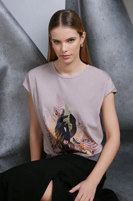 Medicine t-shirt bawełniany damski kolor beżowy