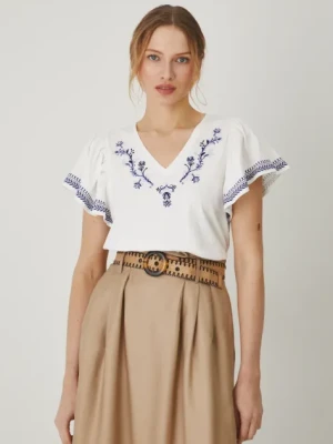 Medicine t-shirt bawełniany damski kolor beżowy