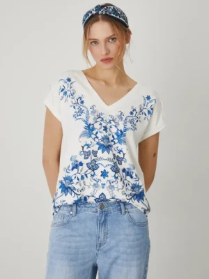 Medicine t-shirt bawełniany damski kolor beżowy