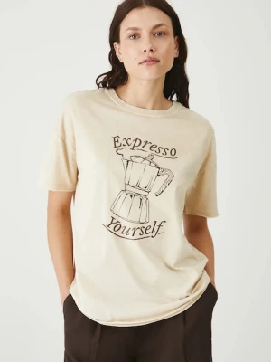 Medicine t-shirt bawełniany damski kolor beżowy