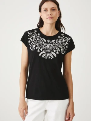 Medicine t-shirt bawełniany damski kolor czarny odkryte plecy
