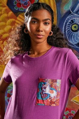 Medicine t-shirt bawełniany damski kolor fioletowy