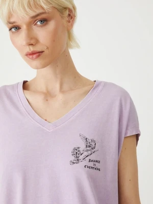 Medicine t-shirt bawełniany damski kolor fioletowy