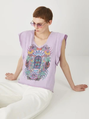 Medicine t-shirt bawełniany damski kolor fioletowy
