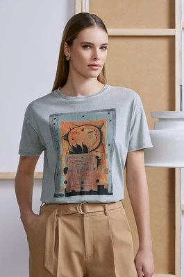 Medicine t-shirt bawełniany damski kolor turkusowy