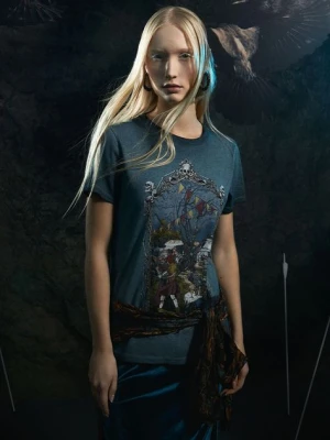 Medicine t-shirt bawełniany damski kolor turkusowy